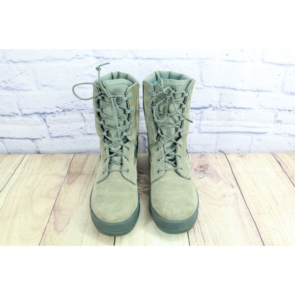 Army Military Combat Boots Sage Green Suede Steel Toe Vibram Sole Size 5.5 W - Picture 4 of 9